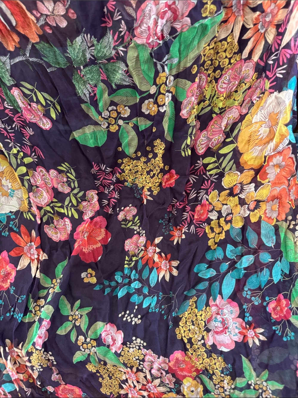 Johnny Was Camila NWT Dark Floral Scarf with Multicolor Bouquet - Picture 5 of 10